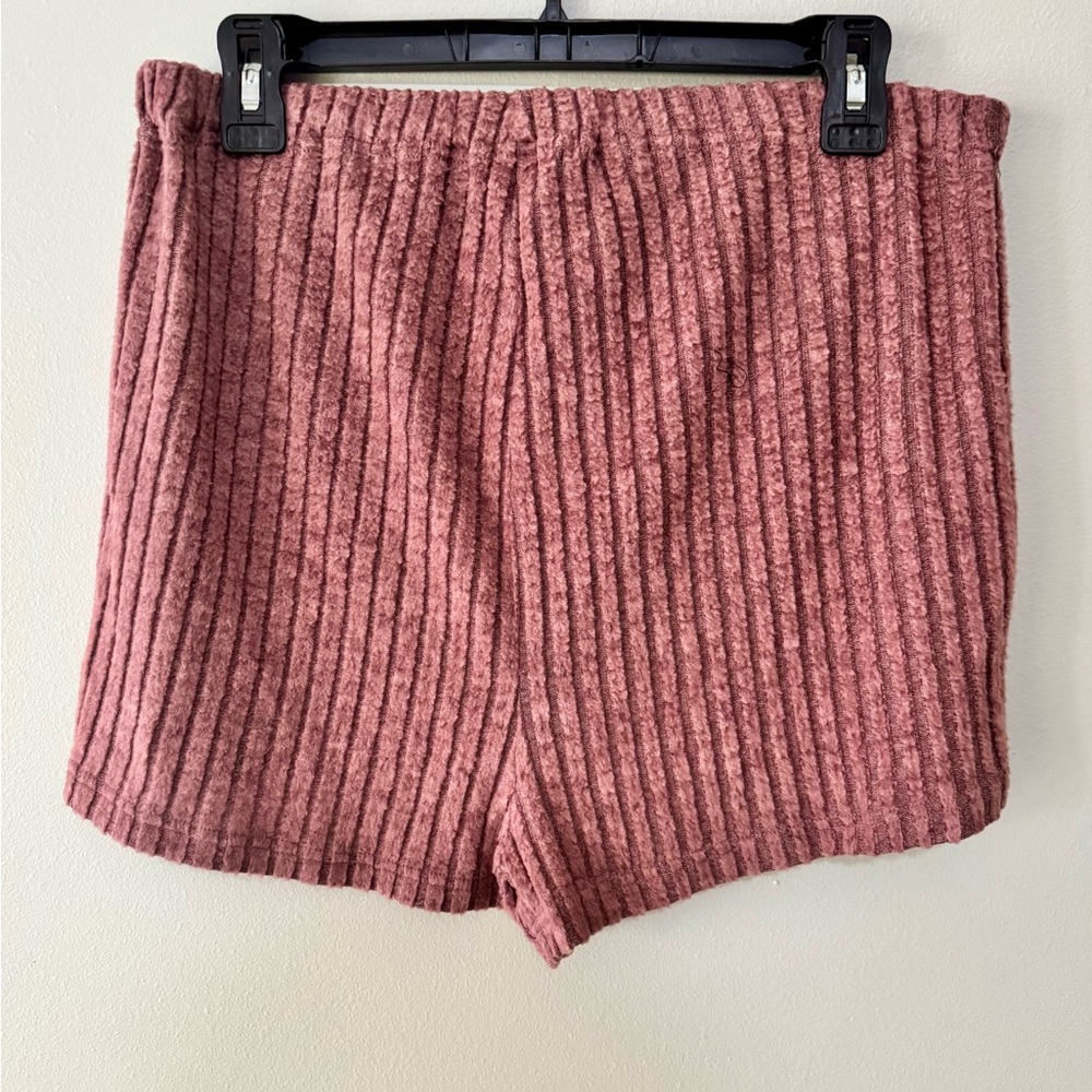 SHEIN Pink High Waist Ribbed Shorts Maternity